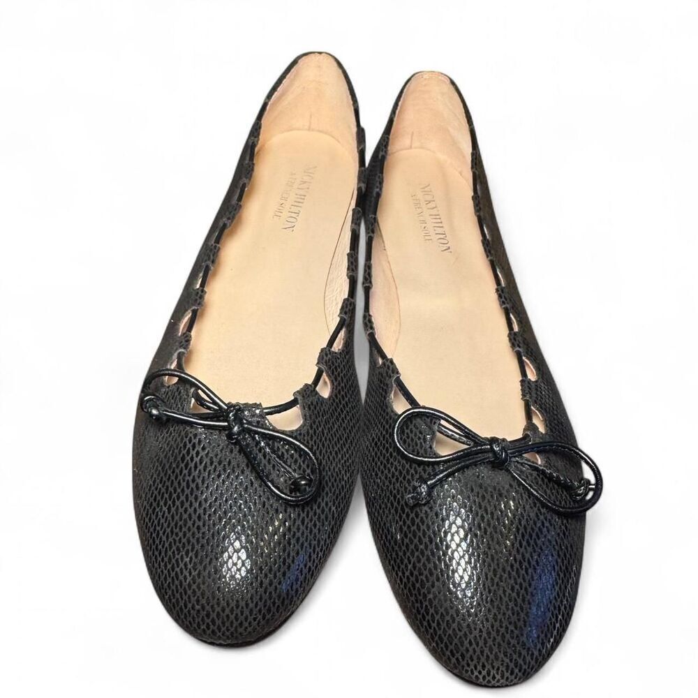 Nicky Hilton X French Sole Women's Black  Viper Print Ballet shoes Size 11B - Picture 5 of 8